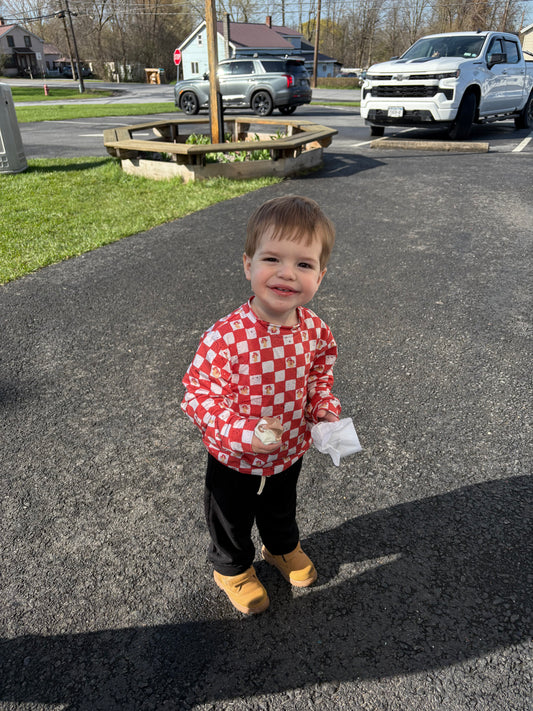 Checkerboard mushroom jogger sets