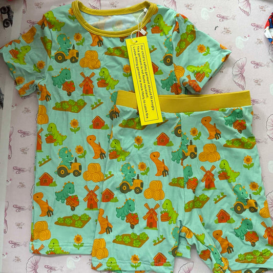Dinos on the farm 2pc pajama set